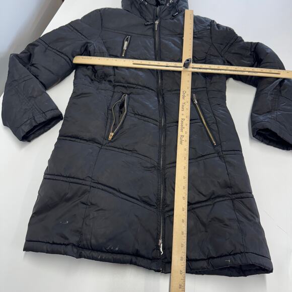 Laundry by Shelli Segal Coat Womens Medium Black Quilted Puffer Midi - Picture 6 of 9